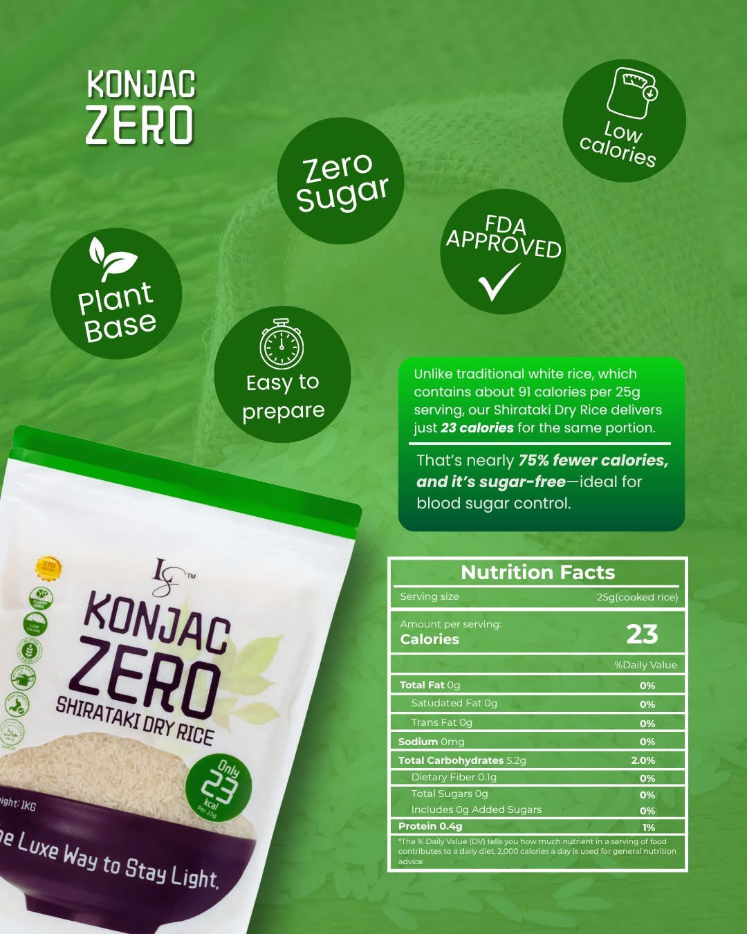 Luxe Slim Konjac Zero (1kilo / 500g)